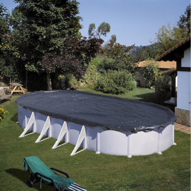 GRE - Copertura invernale per piscina ovale 1000x550 120 gm Polietilene Dim 1115x660