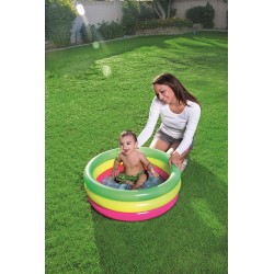 Bestway 51128 - Piscina Summer a 3 Anelli Color con Fondo Gonfiabile, 70 x 24 cm, Multicolore