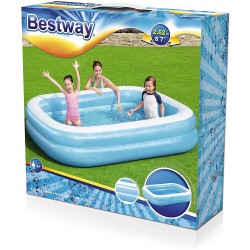 Bestway - 54006 - Piscina Gonfiabile Rettangolare Family, 262 x 175 x 51 cm, Blu/Bianco