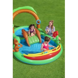 Bestway - 53093 - Play Center Friendly Woods On Spruzzi Cm. 295X199X130 Con Scivolo, Gioco Cerchi E Palline