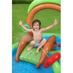 Bestway - 53093 - Play Center Friendly Woods On Spruzzi Cm. 295X199X130 Con Scivolo, Gioco Cerchi E Palline