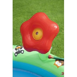 Bestway - 53093 - Play Center Friendly Woods On Spruzzi Cm. 295X199X130 Con Scivolo, Gioco Cerchi E Palline