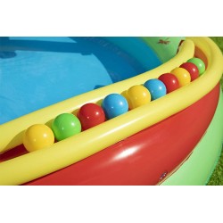 Bestway - 53093 - Play Center Friendly Woods On Spruzzi Cm. 295X199X130 Con Scivolo, Gioco Cerchi E Palline