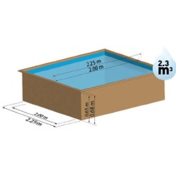 Piscina in legno CITY 225x225x68h Quadrata GRE - 790000