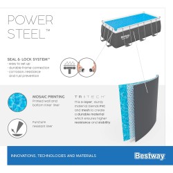 Bestway 56457 Power Steel 412x201x122cm con Pompa di Filtrazione Filtro a Sabbia e Scaletta