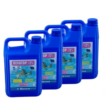 MAREVA REVATOP 12% Kit 4 x Tanica 5 Litri (Totale 20L) - Ossigeno Attivo per Trattamento Shock, Recupero Acqua Verde, Preventivo