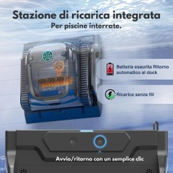 WYBOT S2PRO - ROBOT PULITORE A BATTERIA CON BASE DI RICARICA A BORDO PISCINA