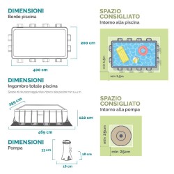 Intex – Piscina Prisma Frame 400x200x122cm Fuori Terra Rettangolare, Pompa Filtro,Scaletta, PVC Grigio, 26790