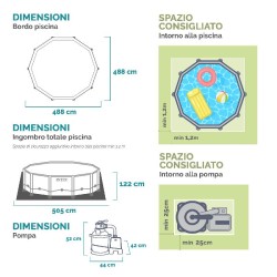 INTEX - Piscina XTR Ultra Frame 488X122 cm Rotonda, Pompa a sabbia, scaletta, telo base, copertura, 26326