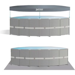 INTEX - Piscina XTR Ultra Frame 488X122 cm Rotonda, Pompa a sabbia, scaletta, telo base, copertura, 26326