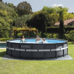 INTEX - Piscina XTR Ultra Frame 549x132 cm tonda,  Pompa a sabbia, scaletta doppia, telo base, copertura 26330