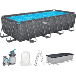 Bestway - Piscina APX 365 Rettangolare 549x274x132 Color Marmo Scuro 561KA