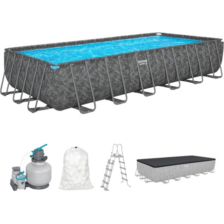 Bestway - Piscina APX 365 Rettangolare 732x366x132 Color Marmo Scuro 561KG